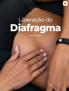 Vídeo sobre liberação do diafragma, com as mãos no abdômen